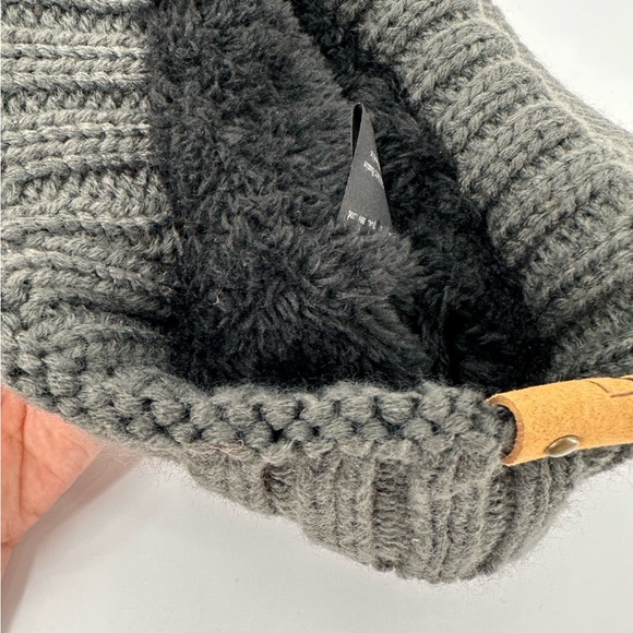NWT Forbusite Fleece Lined Knit Slouchy Beanie Winter Hat with Visor Gray - Picture 7 of 10